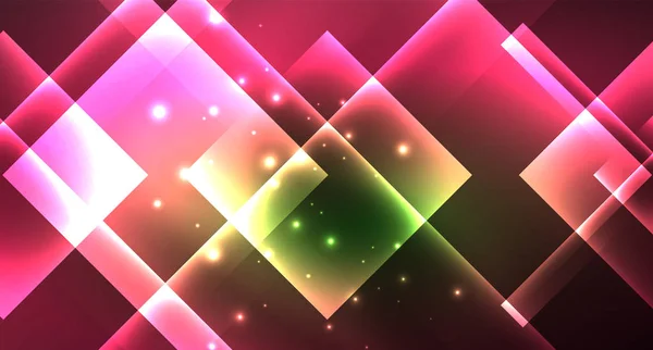 Neongeometrisk abstrakt bakgrund i hipsterstil på ljus bakgrund. Space retro-design. Färg geometriskt mönster. Fyrkantig form abstrakt bakgrund. — Stock vektor