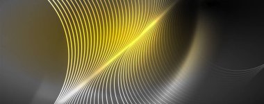 Parlak Neon ışıklar, bulanık sihirli Neon ışık kavisli hatları ile koyu soyut arka plan