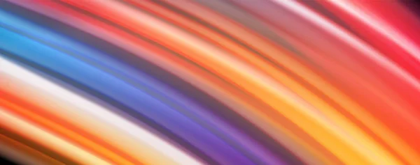 Linee d'onda astratte fluide strisce di colore stile arcobaleno su sfondo nero. Illustrazione artistica per presentazione, app carta da parati, banner o poster — Vettoriale Stock
