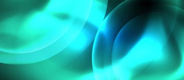 Mavi Neon kabarcıklar ve daireler soyut arka plan, futuristik büyü techno tasarım