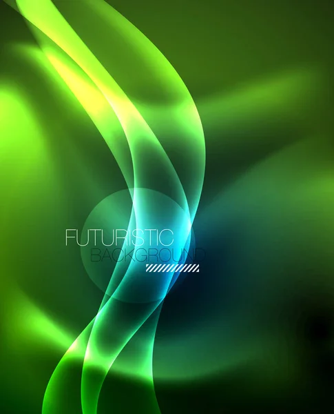 Neón líneas brillantes, concepto de luz espacio de energía mágica, fondo abstracto fondo de pantalla de diseño — Vector de stock