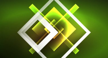 Parlak neon tasarım kare şekil soyut arka plan. Retro vektör soyut tasarım afiş şablonu