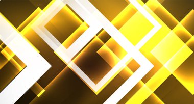 Parlak neon tasarım kare şekil soyut arka plan. Retro vektör soyut tasarım afiş şablonu