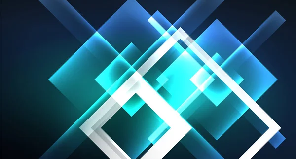 Neon glühende Techno-Rechteck-Linien, blauer Hi-Tech-futuristischer abstrakter Hintergrund — Stockvektor