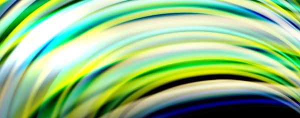 Color fluido arco iris estilo onda fondo abstracto, techno diseño moderno en negro — Vector de stock