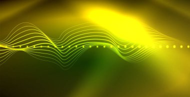 Koyu, parlak hareket, sihirli alan ışık parlayan soyut dalga. Techno arka plan