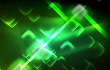 Siyah Neon parlak ışık hatları, techno modern şablon