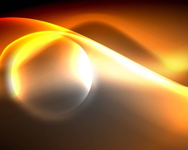 Parlak neon ışık hareket dalgaları ile karanlık alan. Soyut konsept grafik elemanı. Vektör Neon arka plan. Teknoloji arka planı