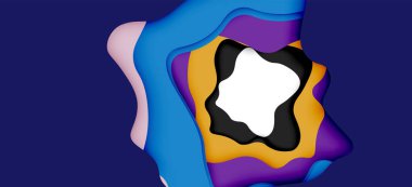 Soyut geometrik desen. 3D kağıt katmanları renkli dalga arka plan kesti. Origami Web arka plan için soyut dalgalar kesti
