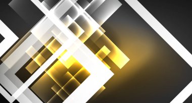 Siyah, modern şablon neon parlak renk kareler