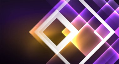 Siyah, modern şablon neon parlak renk kareler