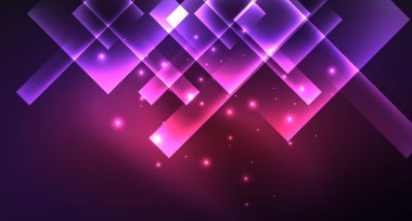 Siyah, modern şablon neon parlak renk kareler