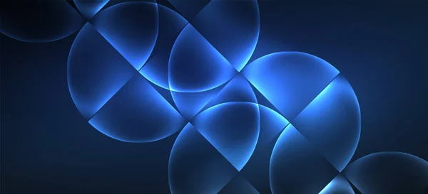 Kleurrijke blauwe neon vorm ronde driehoek in moderne stijl op lichte achtergrond. Donkere ruimte, futuristische technologie sjabloon. Gloeiende blauwe neon effect. — Stockvector