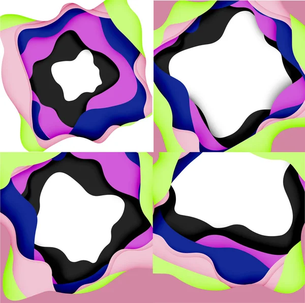 Abstrakte geometrische Muster. 3D-Papierschichten schneiden bunten Wellenhintergrund aus. Origami schneidet abstrakte Wellen für Webhintergrund aus — Stockvektor