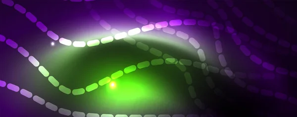 Neon Vector fala linie streszczenie tło, magia futurystyczny techno projekt — Wektor stockowy