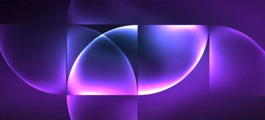 Aydınlık arka planda modern tarzda renkli mavi neon şekil yuvarlak üçgen. Karanlık alan, fütüristik teknoloji şablonu. Parlak mavi neon efekti.