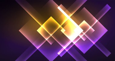 Siyah, modern şablon neon parlak renk kareler