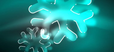 Bulanık Noel kar tanesi soyut arka plan, stilize minimal tasarım, Neon parlayan renkler. Vektör Neon arka plan. Kar arka planı