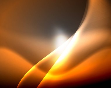 Parlak neon ışık hareket dalgaları ile karanlık alan. Soyut konsept grafik elemanı. Vektör Neon arka plan. Teknoloji arka planı