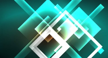 Parlak neon tasarım kare şekil soyut arka plan. Retro vektör soyut tasarım afiş şablonu