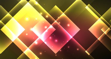 Parlak neon tasarım kare şekil soyut arka plan. Retro vektör soyut tasarım afiş şablonu