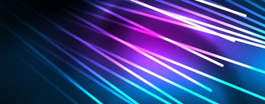 Neon mavi parlak çizgiler, sihirli enerji alanı ışık kavramı, arka plan duvar kağıdı tasarımı