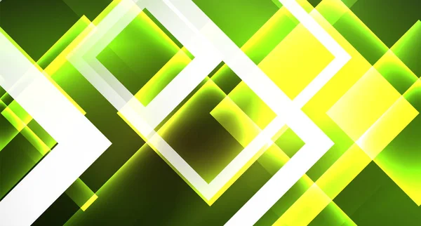Lumineux néon design forme carrée fond abstrait. Modèle de bannière design abstrait vectoriel rétro — Image vectorielle