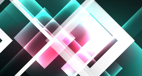 Neon geometrischer abstrakter Hintergrund im Hipster-Stil auf hellem Hintergrund. Raum Retro-Design. Geometrisches Farbmuster. quadratische Form abstrakter Hintergrund. — Stockvektor