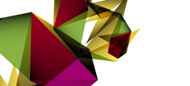 Vintage soyut üçgen mozaik kompozisyon VECTON beyaz arka plan ile şablon. Basit tasarım arka plan. Modern düz tasarım. Güzel vektör deseni.