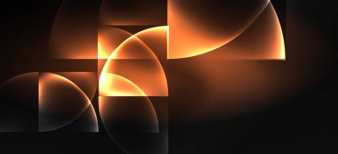 Neon parlayan techno hatları, Hi-Tech futuristik soyut arka plan. Koyu uzayda soyut şekiller ile şablon