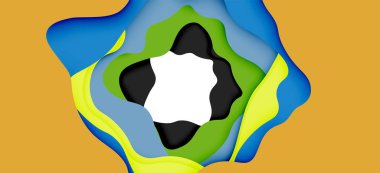 Soyut geometrik desen. 3D kağıt katmanları renkli dalga arka plan kesti. Origami Web arka plan için soyut dalgalar kesti