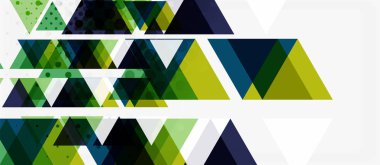 Beyaz arka plan üzerinde çok renkli mozaik üçgen geometrik tasarımlı afiş. Soyut doku. Vektör illüstrasyon tasarım şablonu.