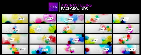 Mega set of abstract color blur spots backgrounds. Techno futuristic templates for your slogans — Stock Vector