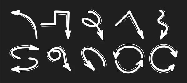 Set hand getekende pijlpictogrammen. Pijlen doodles design elementen — Stockvector