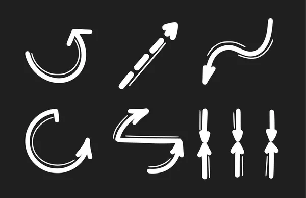 Set of hand drawn arrow icons. Arrows doodles design elements — Stock Vector