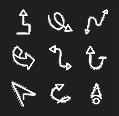 El çizilmiş ok karalamaları kümesi