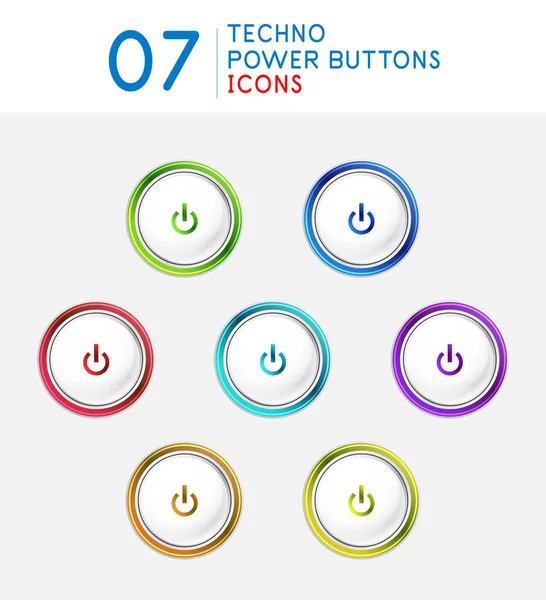 Ensemble de boutons d'alimentation led — Image vectorielle