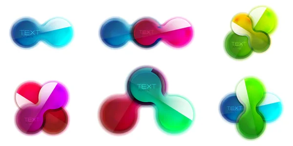 Set de sticlă lucioasă aqua lichid cercuri abstracte elemente de design — Vector de stoc