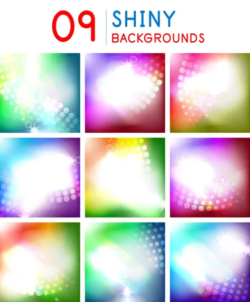 Set of vector shiny light abstract backgrounds with beam effects for your presentation — Stock Vector
