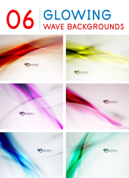 Conjunto de ondas de design brilhante, cor fundos de luz transparente. Magia digital futurista neon cor redemoinho papéis de parede —  Vetores de Stock