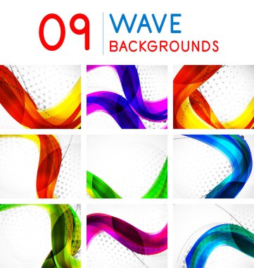 Vektör dalga çizgisi soyut arka planlar kümesi
