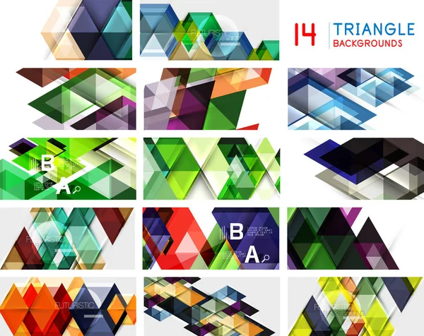 Uppsättning av geometriska triangel abstrakta bakgrunder. Upprepade trianglar — Stock vektor