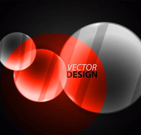 Círculo de vidrio, forma redonda brillante elemento marco borde — Vector de stock