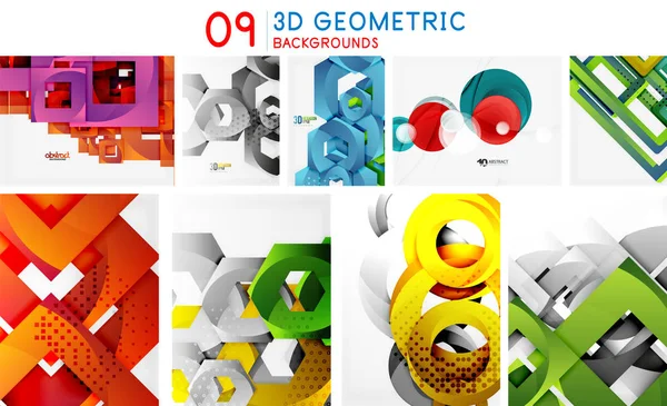 Set of geometric modern shapes, minimal pattern backgrounds — Stock Vector
