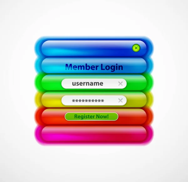 Login-Menü Web-Interface-Vorlage mit Schaltflächen und Beispieltext. moderne Linie Stil Design-Seite, Benutzerkonto Passwort. ui Navigationsvektorkunst — Stockvektor