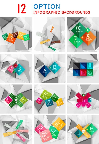 Set van abstracte papier geometrische infographics — Stockvector