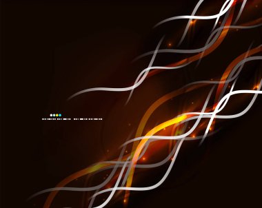 Parlayan neon dalga çizgileri hareket arka plan akan. Siyah renkte dalga enerjisi, fraktal tasarım