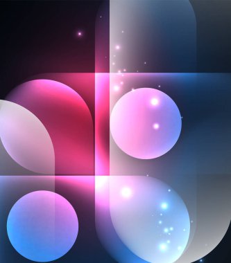 Işık neon kızdırma daireler arka plan, parlak yuvarlak şekiller ve elektrik efektleri ile parlak afiş.