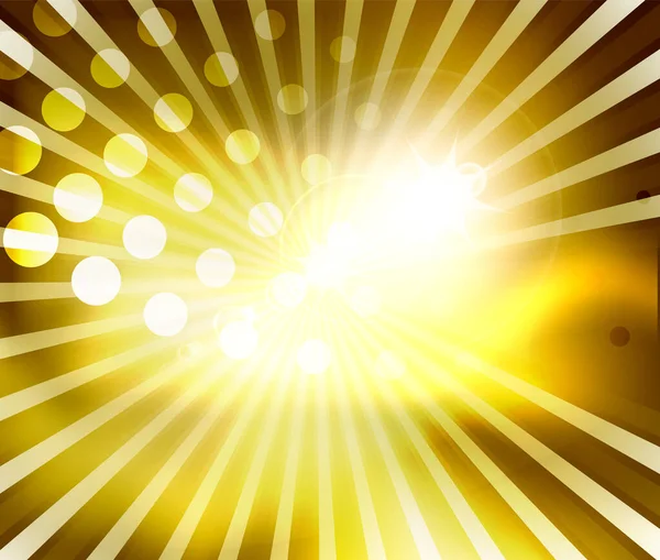 Glanzende zonnige fakkels abstracte achtergrond. Heldere Solar Glow Light, Sky conceptuele sjabloon — Stockvector
