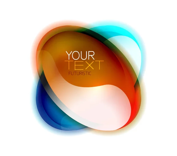 Logo abstrait brillant en verre ou boîte de bannière Web pour le texte. Logotype lumineux avec des couleurs liquides fluides — Image vectorielle